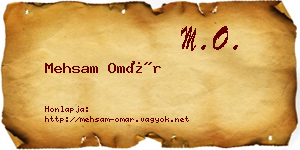 Mehsam Omár névjegykártya
